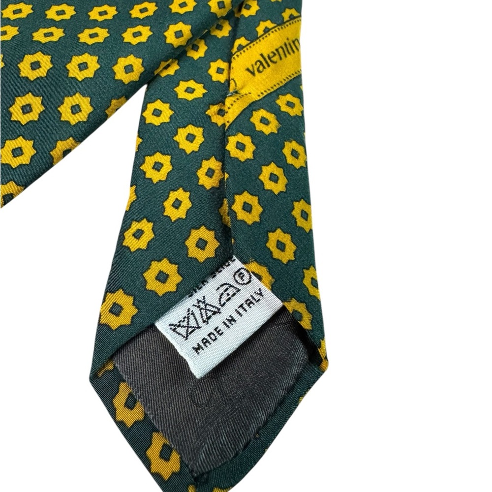 Valentino Green and Yellow Patterned Tie - Picture 2 of 3